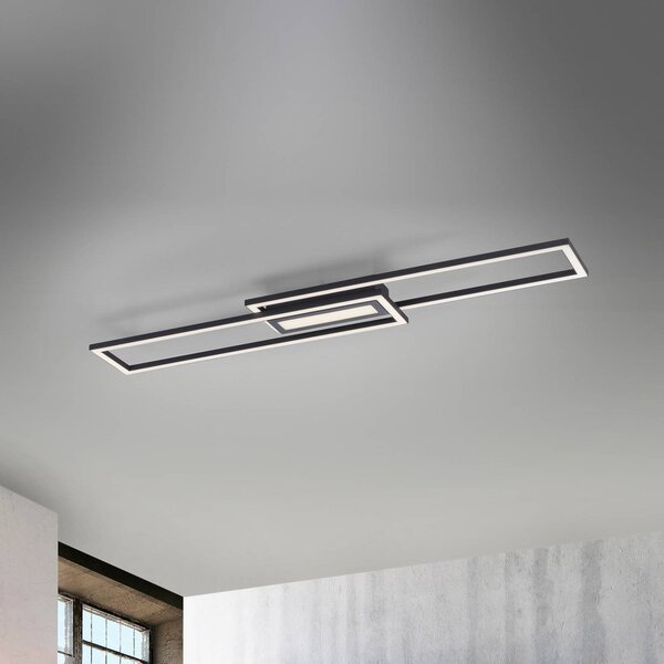 JUST LIGHT. GmbH LED mennyezeti világítás Asmin, CCT, fekete, 95x17,5cm, dimmelhető, Fekete, Nappali / Étkező, Alumínium, Modern