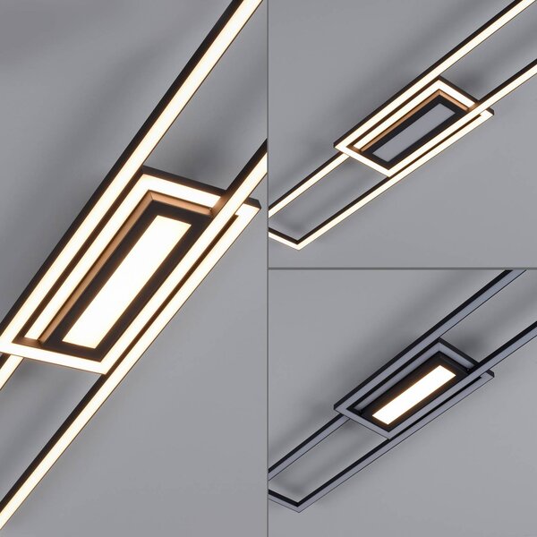 JUST LIGHT. GmbH LED mennyezeti világítás Asmin, CCT, fekete, 95x17,5cm, dimmelhető, Fekete, Nappali / Étkező, Alumínium, Modern