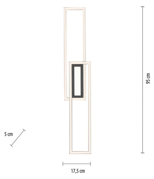 JUST LIGHT. GmbH LED mennyezeti világítás Asmin, CCT, fekete, 95x17,5cm, dimmelhető, Fekete, Nappali / Étkező, Alumínium, Modern