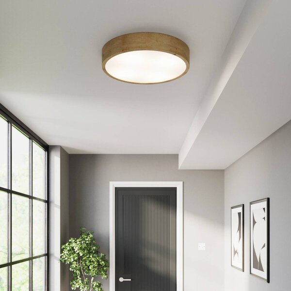TEMAR LIGHTING Cleo mennyezeti lámpa, Ø 48 cm, 4 lámpás, tölgyfa, E27, dimmelhető, Világos fa, Nappali / Étkező, Fa, Modern