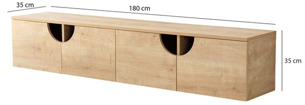 Grotte TV-állvány, zafír tölgy, 180 cm