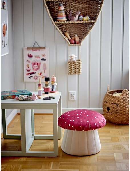 Piros-fehér bársony gyerek puff Lue - Bloomingville Mini