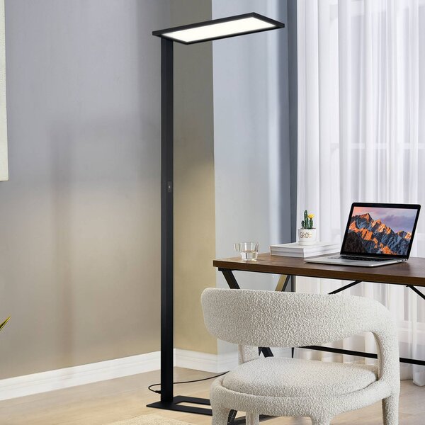 PRIOS Prios LED irodai állólámpa Taronis, fekete, 195 cm, fényerőszabályozható, dimmelhető, Fekete, Dolgozószoba / Iroda, Alumínium, Modern