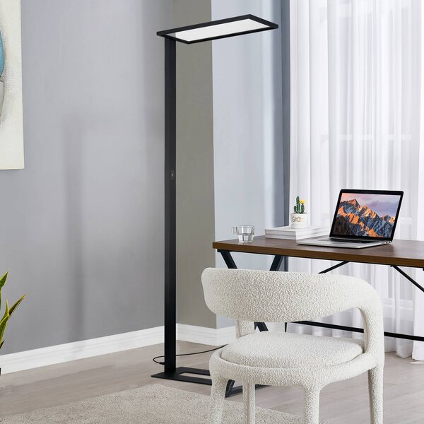 PRIOS Prios LED irodai állólámpa Taronis, fekete, 195 cm, fényerőszabályozható, dimmelhető, Fekete, Dolgozószoba / Iroda, Alumínium, Modern