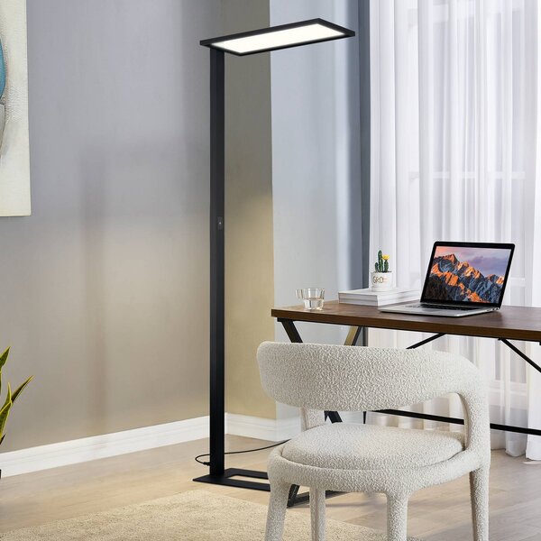 PRIOS Prios LED irodai állólámpa Taronis, fekete, 195 cm, fényerőszabályozható, dimmelhető, Fekete, Dolgozószoba / Iroda, Alumínium, Modern