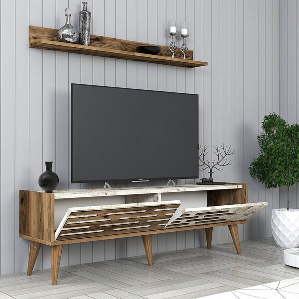 Valensiya TV-állvány, dió-fehér, 140 cm – TR845HCT5386