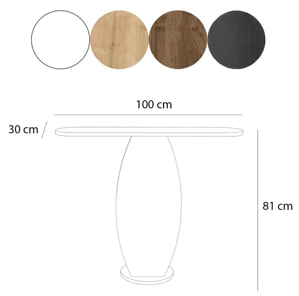 Ellittica komód, fehér, 100 cm