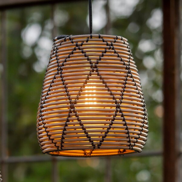 PR Home Lollo kültéri függőlámpa, természetes rattan megjelenés, Ø 28 cm, Barna / rozsda, Műanyag