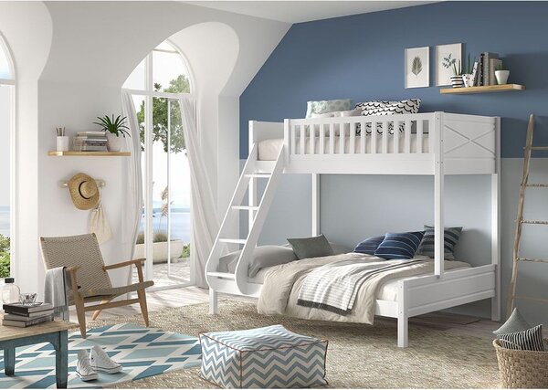 Fehér emeletes gyerekágy 140x200-90x200 cm Scott - Vipack