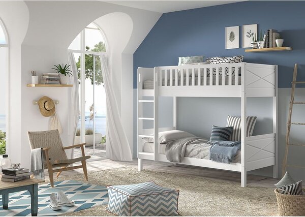 Fehér emeletes gyerekágy 90x200 cm Scott - Vipack