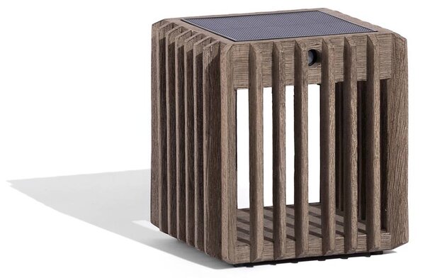 Les Jardins Verti LED napelemes asztali lámpa, teak-szürke, 3000 K, 300 lm, dimmelhető, Világos fa, Fa, Modern
