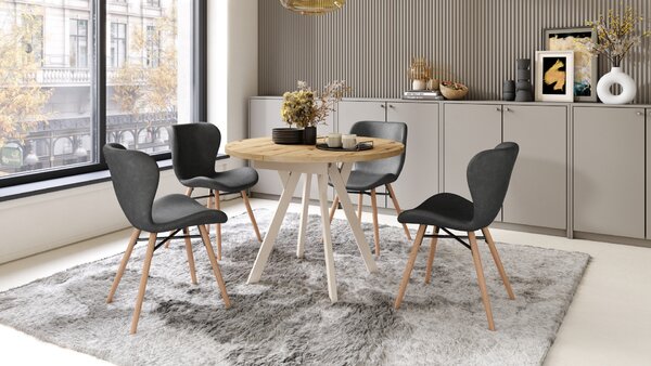 Mazzoni ALMO Artisan tölgy/bézs lábak - BŐVÍTHETŐ KEREK ASZTAL Y ALAKÚ LÁBAKKAL LOFT/IPARI STÍLUSÚ NAPPALIBA/ÉTKEZŐBE