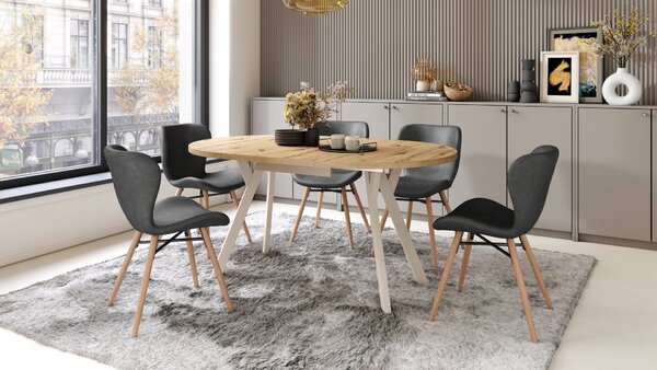 Mazzoni ALMO Artisan tölgy/bézs lábak - BŐVÍTHETŐ KEREK ASZTAL Y ALAKÚ LÁBAKKAL LOFT/IPARI STÍLUSÚ NAPPALIBA/ÉTKEZŐBE