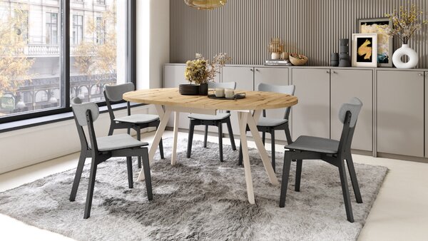 Mazzoni ALMO Artisan tölgy/bézs lábak - BŐVÍTHETŐ KEREK ASZTAL Y ALAKÚ LÁBAKKAL LOFT/IPARI STÍLUSÚ NAPPALIBA/ÉTKEZŐBE