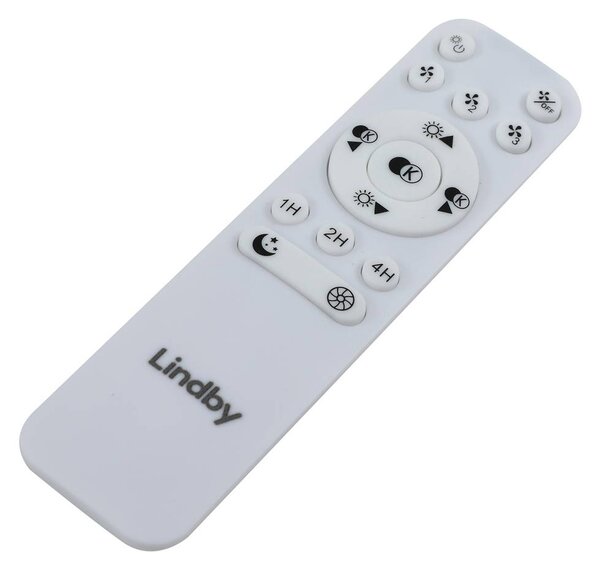 Lindby LED mennyezeti ventilátor Mace, fekete, csendes, Ø 47 cm, dimmelhető, Fekete, Nappali / Étkező, Műanyag, Modern