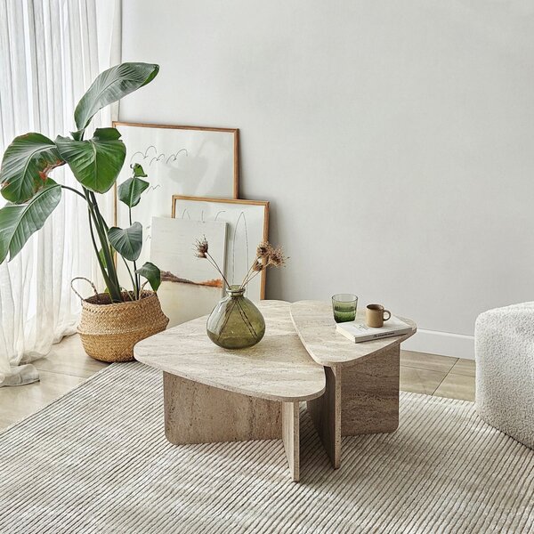 Ballare dohányzóasztal, travertin, 90 cm