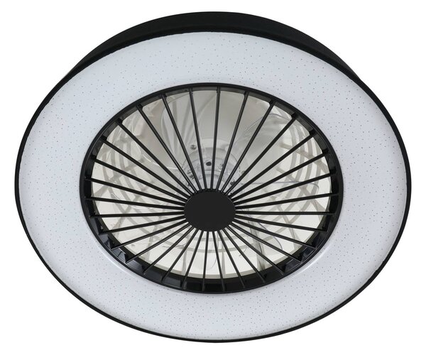 Lindby LED mennyezeti ventilátor Mace, fekete, csendes, Ø 47 cm, dimmelhető, Fekete, Nappali / Étkező, Műanyag, Modern