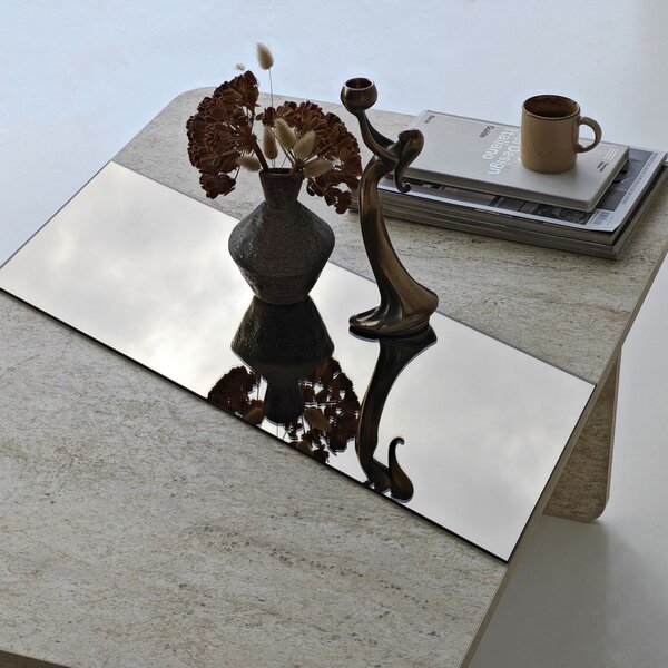 Favorite dohányzóasztal, bronz-travertin, 120 cm
