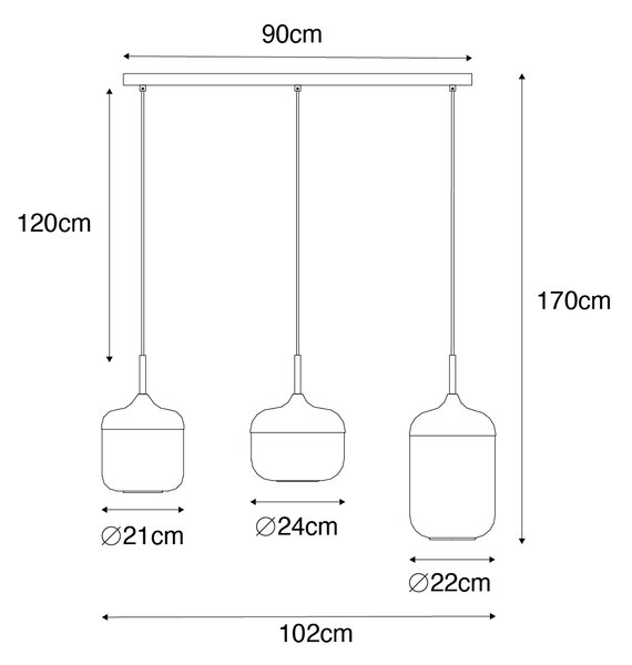 Design lógólámpa fekete arannyal és füstüveggel 3-lámpás - Kyan
