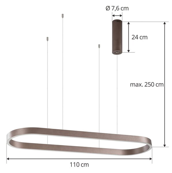 Lucande Smart LED függőlámpa Melinay, kávé, CCT, Tuya, dimmelhető, Barna / rozsda, Nappali / Étkező, Alumínium, Modern