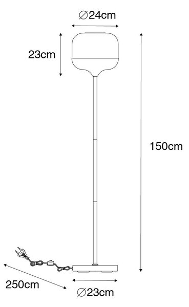 Design állólámpa fekete arannyal és füstüveggel - Kyan