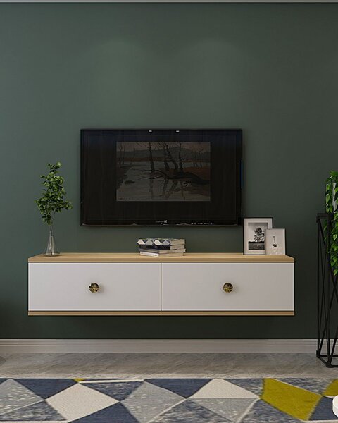 Zuzu TV-állvány, zafír tölgy-fehér, 120 cm – TR555CHM1121