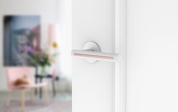 Eleganza Fit ajtó kilincs VELEOFIRBM réz csík, Fehér