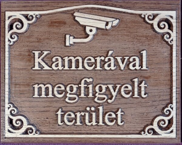 Kamerával megfigyelt terület fatábla 250x200 mm