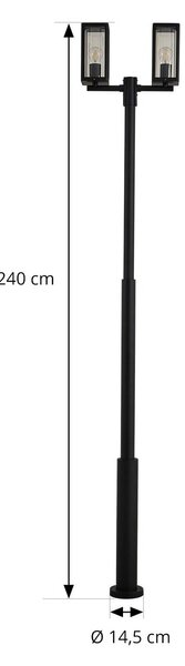 Lucande kültéri lámpa Siveta, 240 cm, 2 izzós, fekete, E27, IP65, dimmelhető, Fekete, Alumínium, Modern