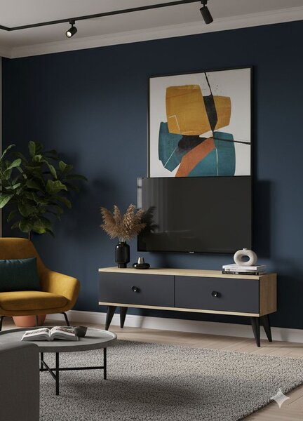 Mona TV-állvány, zafír tölgy-antracit, 120 cm