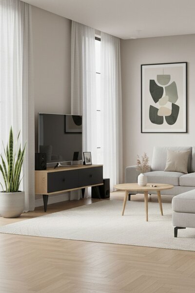Mona TV-állvány, zafír tölgy-antracit, 120 cm