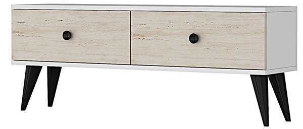 Mona TV-állvány, fehér-travertin, 120 cm