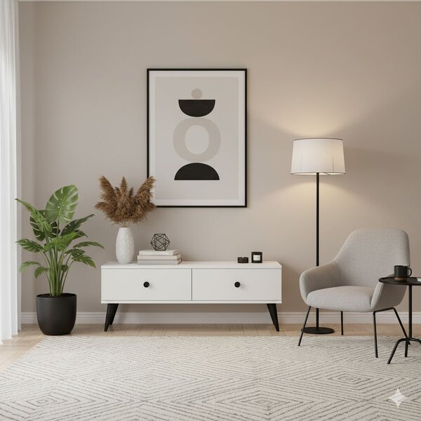 Mona TV-állvány, fehér, 120 cm