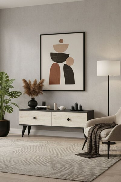 Mona TV-állvány, antracit-travertin, 120 cm