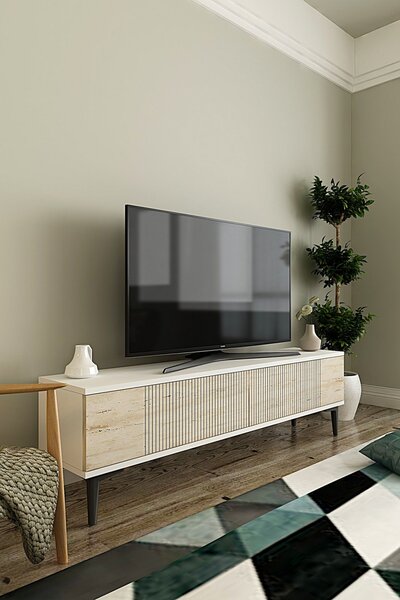 Corsa TV-állvány, fehér-travertin, 120 cm