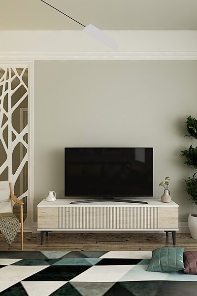 Corsa TV-állvány, fehér-travertin, 120 cm