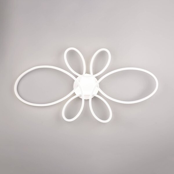 Trio Lighting Fly LED mennyezeti lámpa, matt fehér, 4,000 K, 83 cm x 45 cm, dimmelhető, Fehér / opál, Nappali / Étkező, fém, Modern