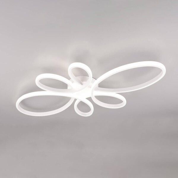 Trio Lighting Fly LED mennyezeti lámpa, matt fehér, 4,000 K, 83 cm x 45 cm, dimmelhető, Fehér / opál, Nappali / Étkező, fém, Modern