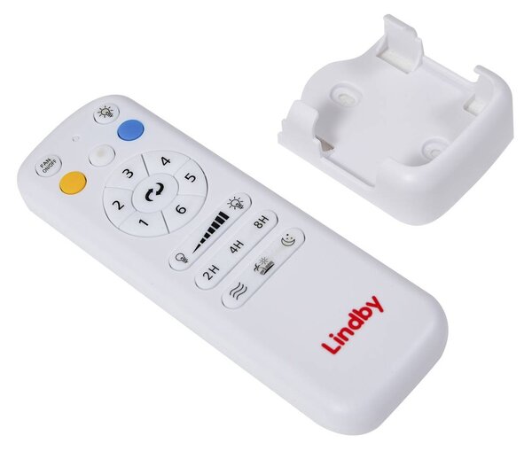 Lindby LED mennyezeti ventilátor Enon, fehér/faszínű, DC, csendes, dimmelhető, Fehér / opál, Nappali / Étkező, fém, Modern