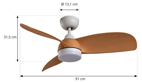 Lindby LED mennyezeti ventilátor Enon, fehér/faszínű, DC, csendes, dimmelhető, Fehér / opál, Nappali / Étkező, fém, Modern