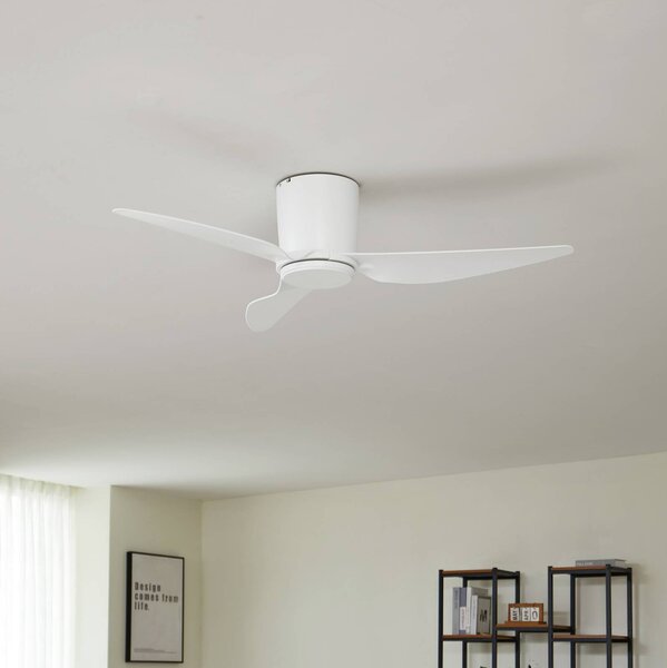 Lindby Aulo mennyezeti ventilátor, fehér, DC, csendes, Ø 123 cm, Fehér / opál, Nappali / Étkező, fém, Modern