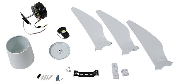 Lindby Aulo mennyezeti ventilátor, fehér, DC, csendes, Ø 123 cm, Fehér / opál, Nappali / Étkező, fém, Modern