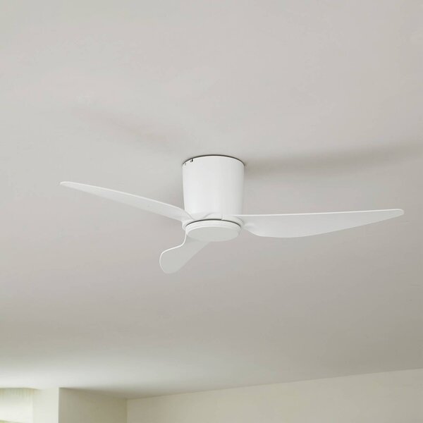 Lindby Aulo mennyezeti ventilátor, fehér, DC, csendes, Ø 123 cm, Fehér / opál, Nappali / Étkező, fém, Modern