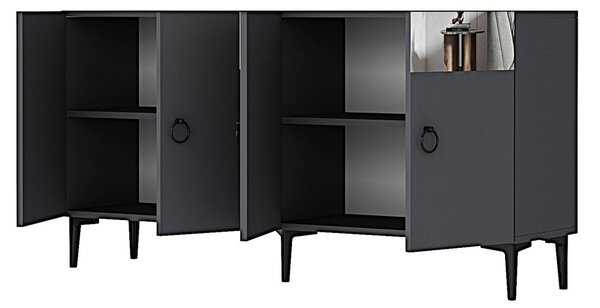 Gama komód, antracit-ezüst, 150 cm