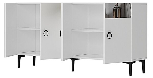 Gama komód, fehér-ezüst, 150 cm