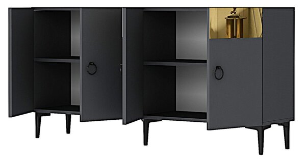 Gama komód, antracit-arany, 150 cm