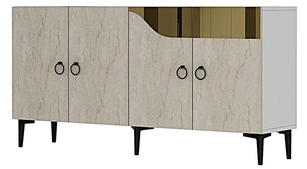 Gama komód, fehér-travertin, 150 cm – TR555CHM1340