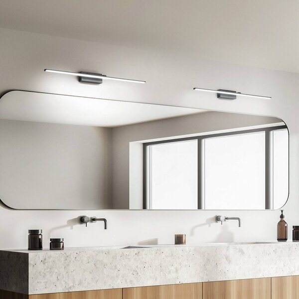 Fabas Luce LED tükörvilágítás Nala, krómozott, szélesség 110 cm, fém, Króm / ezüst, Fürdőszoba, fém, Modern