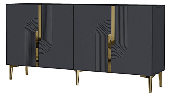Meyra komód, antracit-arany, 150 cm
