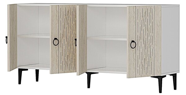 Rain komód, fehér-travertin, 150 cm